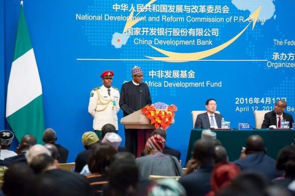 File Photo: President Muhammadu Buhari delivering speech in Beijing during a working visit to China last year