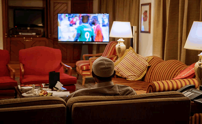 President Muhammadu Buhari, Watching Super eagle match from his hotel in Addis Ababa, Ethiopia